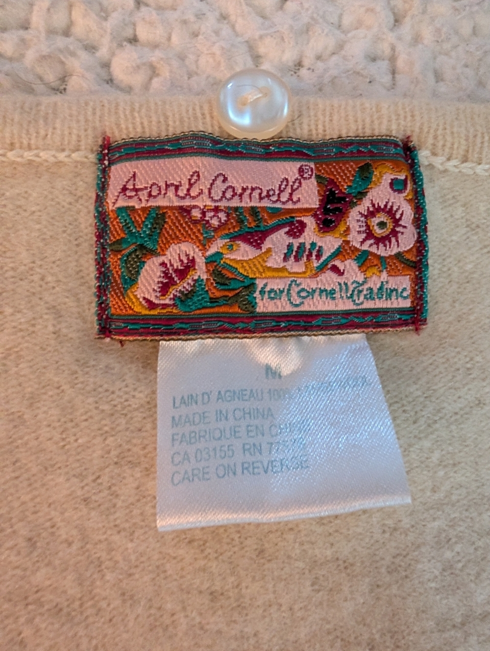 April Cornell Cream V-Neck Button-Front Women’s Sweater Long Cuffs - Picture 10 of 13